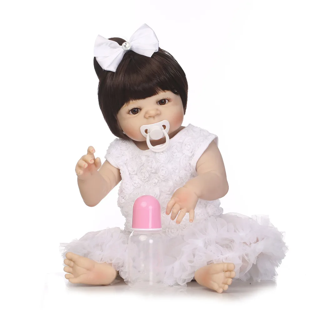 

Nicery 22inch 55cm Bebe Reborn Doll Hard Silicone Boy Girl Toy Reborn Baby Doll Gift for Child White Gauze Dress Baby Doll