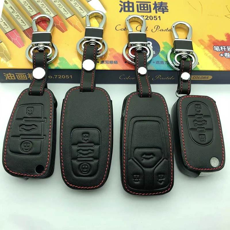 Genuine Leather Car Key Cover Keys Case For Audi A4 S4 B7 B8 A6 A5 A7