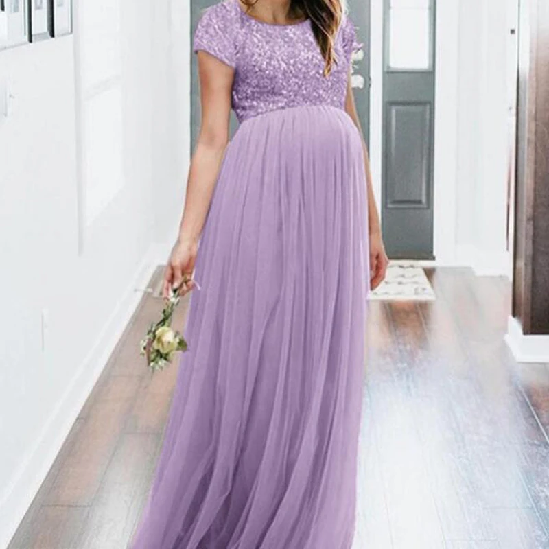 pink sequin maternity dress