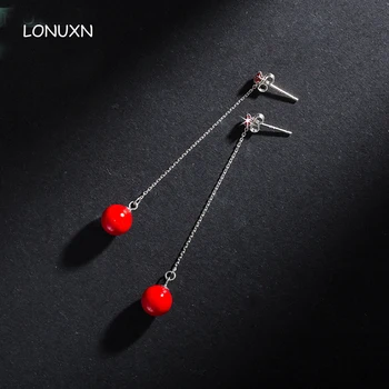 

5.6cm 925 Sterling silver Earrings temperament female long ear line simple fashion High quality female jewelry lovers gift