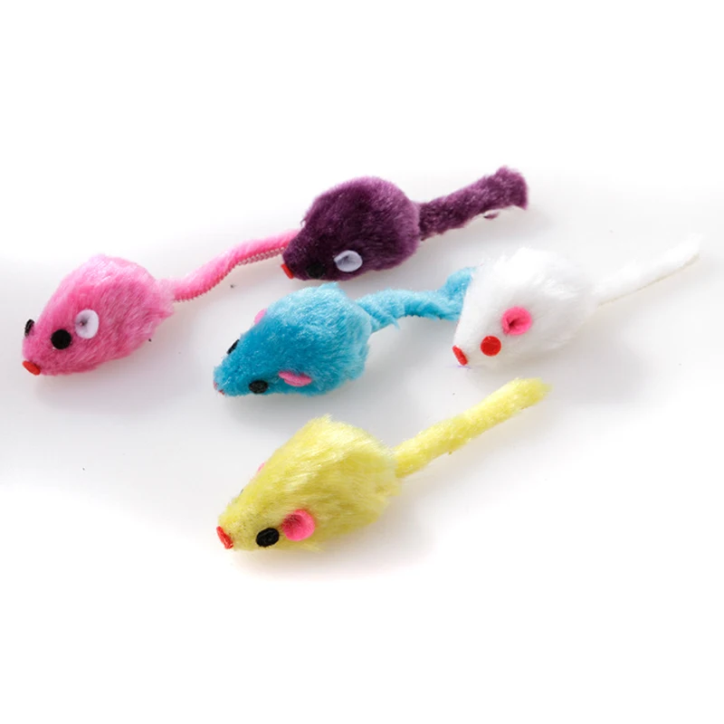 24Pcs/bag Pet Cat Kitten Furry Toy Mice Rattle Mouse  Catnip Interactive Play