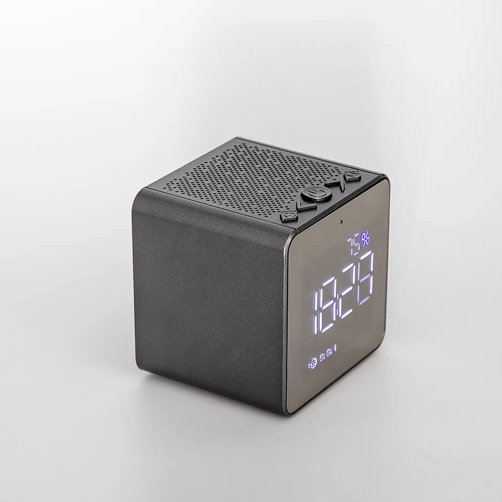 Mini wireless bluetooth speaker with LED Digital Alarm clock FM radio support Aux TF USB music player Desktop speaker column (3)