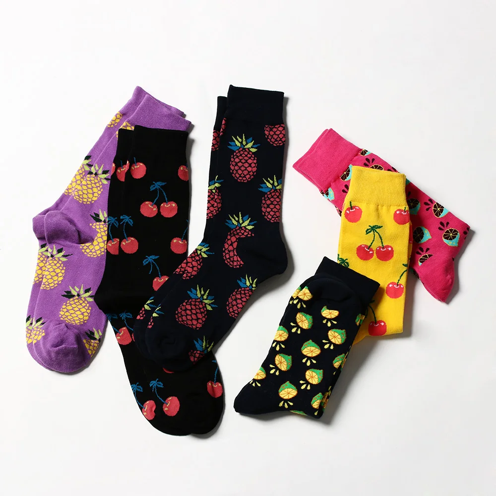 1 пара модных женских и мужских носков с забавным фруктовым узором жаккардовые носки унисекс с рисунком вишни/ананаса/грейпфрута горячая распродажа