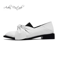 Arden Furtado/ г. весенне-осенняя новая стильная обувь, женская модная обувь с квадратным носком без шнуровки, Белая обувь с перфорацией типа «броги» с бантом-бабочкой, новая женская обувь