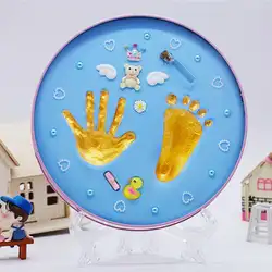 Baby рук и ног печати грязи детские фоторамки сувенир на день рождения ребенка Подарочная коробка с колеса и номер