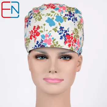 

Hennar surgical caps for women IN beige WITH flowers MEDICAL CAPS
