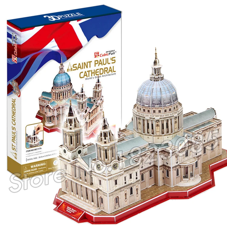 107PCS Saint Pual s Cathedral font b New b font 3D Puzzle DIY Jigsaw Assembly Model