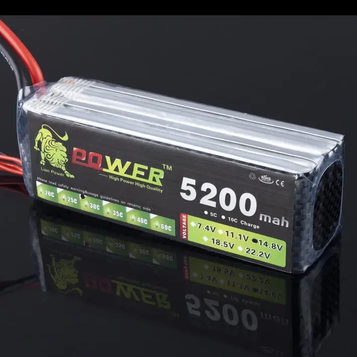 LION POWER Lipo аккумулятор 4S 14.8 В 5200 мАч 30c T / XT60 вертолет RC автомобилей жестокие Quadcopter радиоуправляемые игрушки Battey