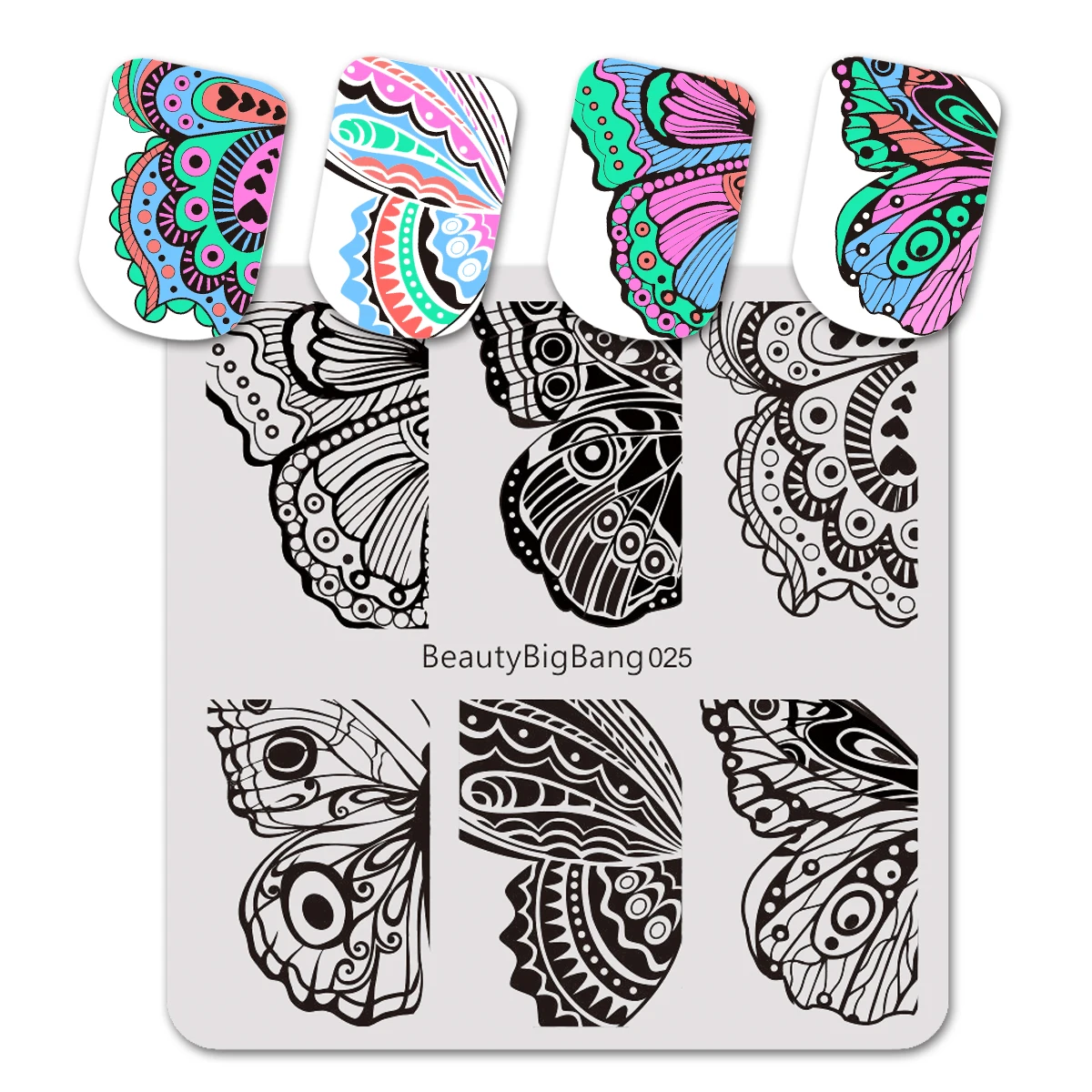 BeautyBigBang 6 см* 6 см пластины для штамповки ногтей узор крыльев бабочки дизайн ногтей штамп штамповка шаблон изображения - Цвет: Темно-синий