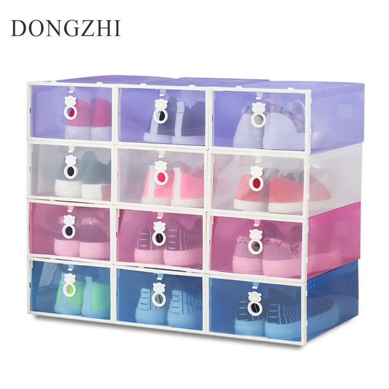 

2018 New bear Eco-Friendly Shoe Storage Box PP Transparent Shoes Container Holder Plastic Storage Boxes Shoe Organizer YJ008