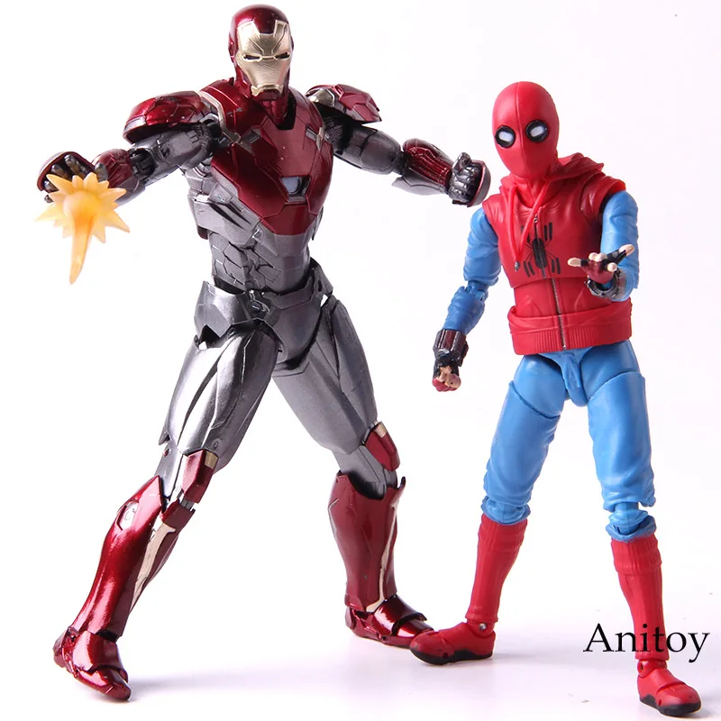 

Marvel Spiderman Home Made Suit Ver. & Iron Man MK47 PVC Action Figure Spider Man Homecoming SHF Figuarts Collectible Model Toy