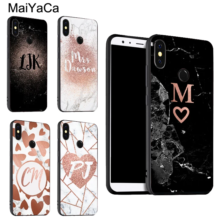 Розовый золотой мраморный персональный чехол с инициалами для POCO X3 F2 Red mi Note 9 Pro 8 7