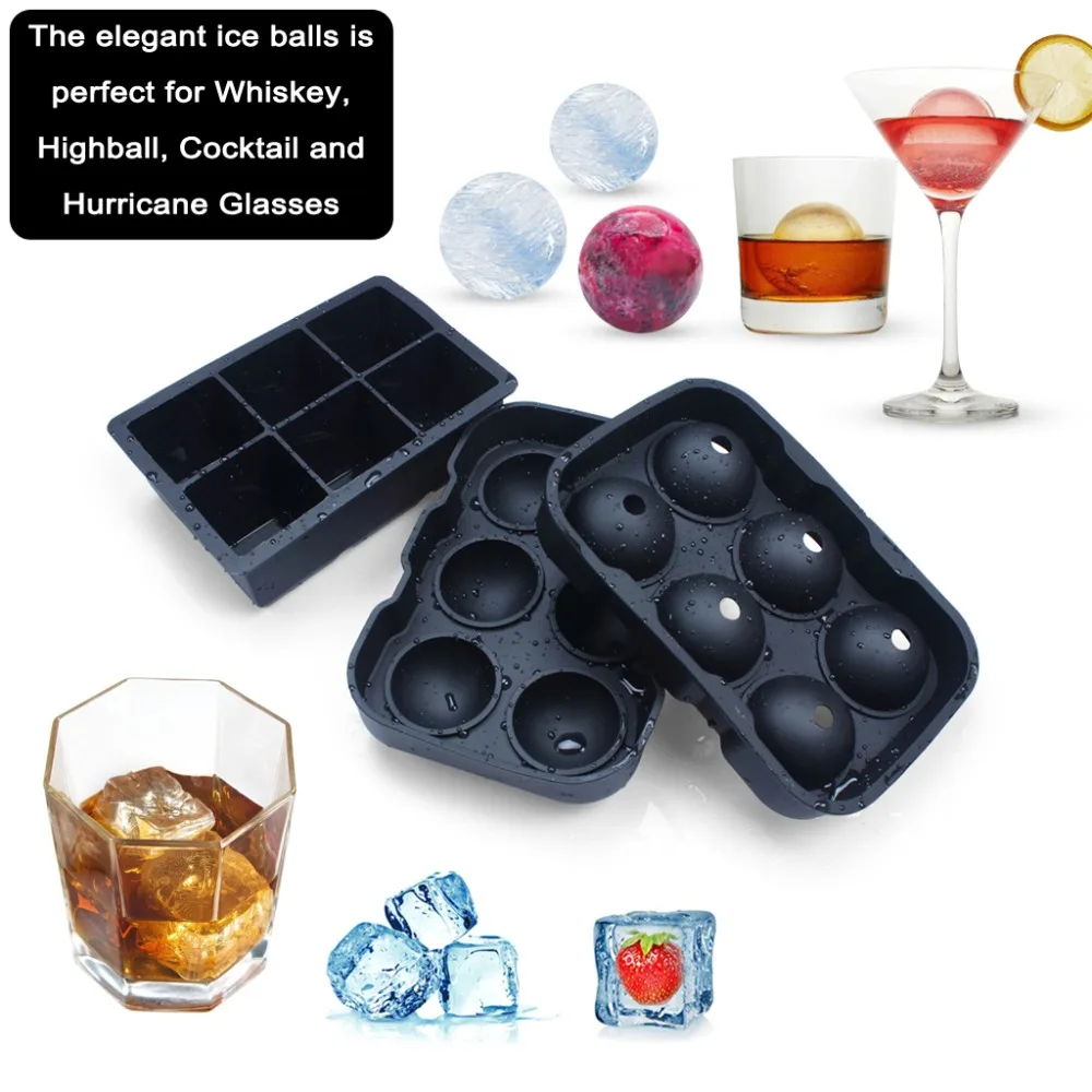 

1 X Set Reusable Glacio Silicone Giant Ice Ball Maker Cube Molds No-Spill Ice Cube Tray (Set of 2) BPA Free