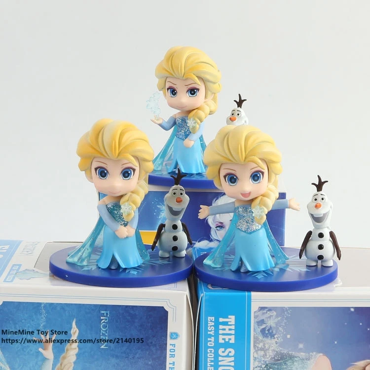 ZXZ Frozen Princess Elsa 8cm 3pcs/set Action Q version Figure Model Anime Mini Decoration PVC Collection Figurine Toys model