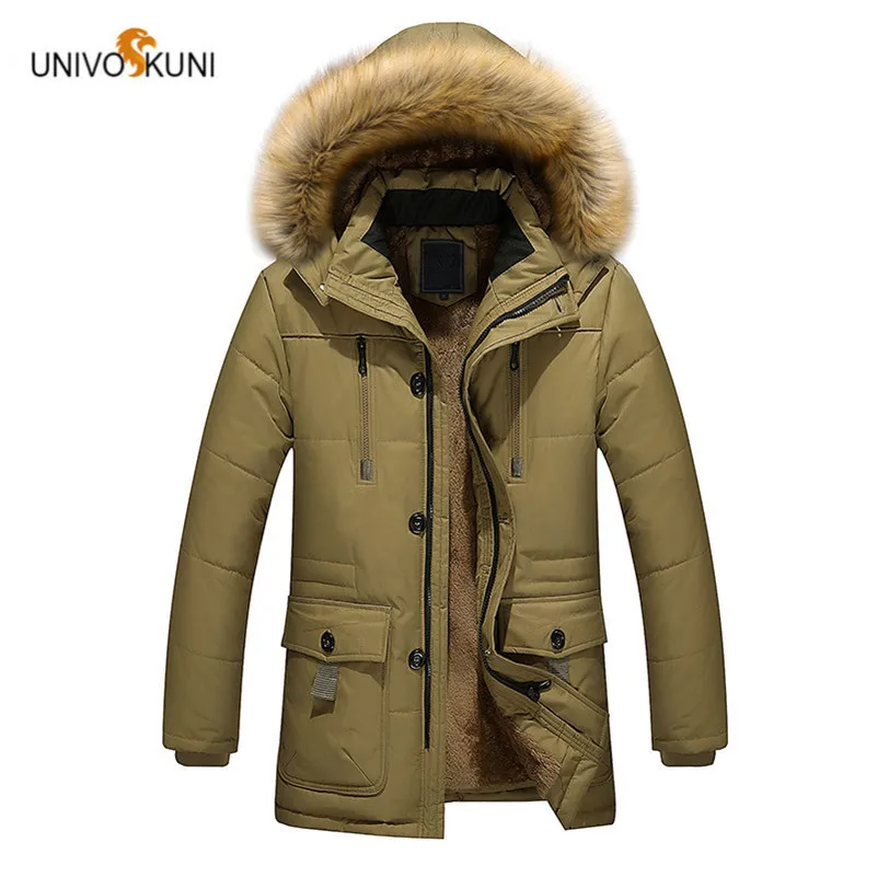 

UNIVOS KUNI 2017 Winter Men's Cotton Jacket Casual Jacket Long Sleeve Coats Fit Slim Hoody Male Leisure Jacket Large Size Q5130