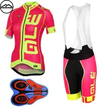 High quality,ALE 2018 women short sleeve cycling jersey bib shorts shirt set MTB bicycle clothes jersey ropa ciclismo,gel pad
