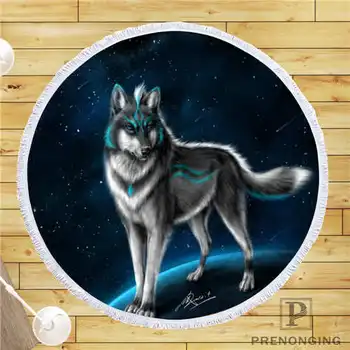 

Custom DIY Customized Microfiber Fabric wolf-art (1)@1 Round Beach Blanket Towel Printed on Demand 150cm #19-01-28-3-99