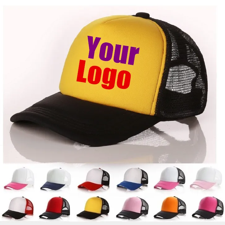

Wholesale 200pcs /lot Custom Logo Trucker Hat Adult Polyester Printed Logo Hats Baseball Caps Snapbacks Gorros