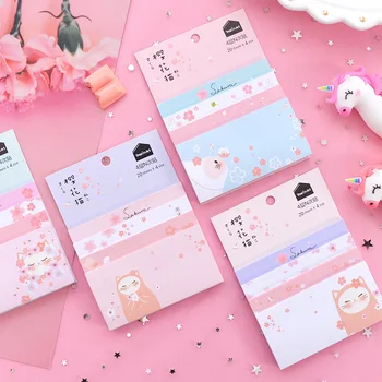 

1 Pcs Lovely Cherry Blossoms Cat 4 Folding Sticky Note Memo Pad Stationery Office School Supplies Notepad Label