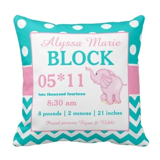serious teal pink elephant baby announcement cushion cover size baby announcement free