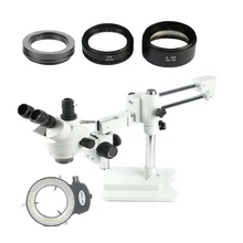 Корабль из Испании 3.5X-90X двойной стрелы зум Simul фокальный Тринокулярный Стерео микроскоп 144 светодиодные лампы ремонт телефона pcb инструменты