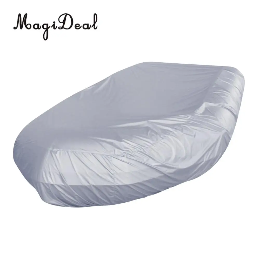 Deluxe Light Grey Waterproof 420D Oxford Fabric Inflatable Boat Cover Storage for 7.5-17ft Boat Dinghy Tender Accessories