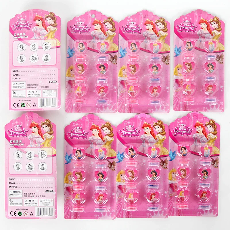 

6pcs Cartoon Disney Princess Party Seal Stamper Kids Teacher Stamp Set Craft Stamps Stationery Party Supplies Kids Favors Gifts