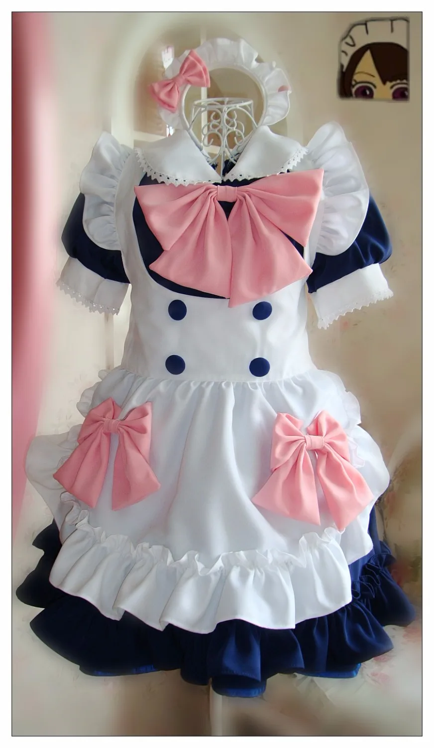 New bowknot maid cuty Cosplay Costume Tailor made |
