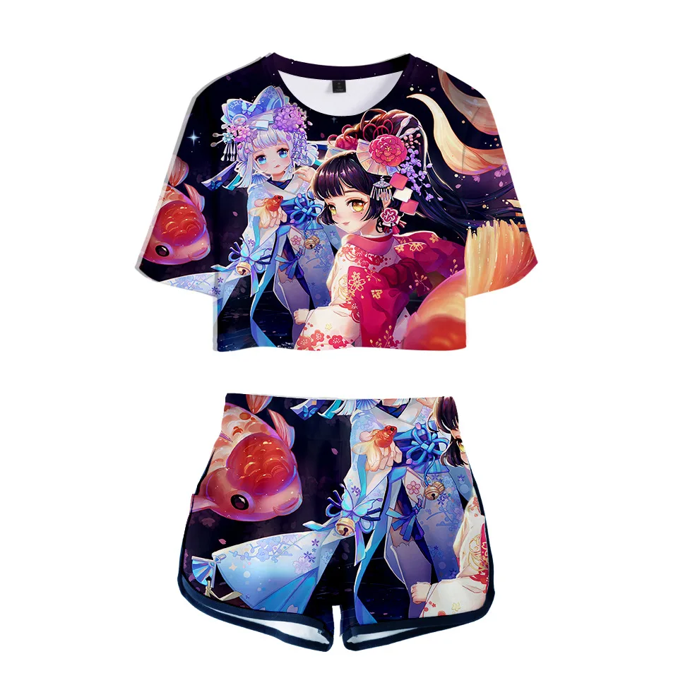 

ONMYOUJI Women Outfits Two Piece Set Outfit 3D T-Shirt Women's Suit Shorts Summer Top Ensemble Femme Two Piece Set Top and Pants
