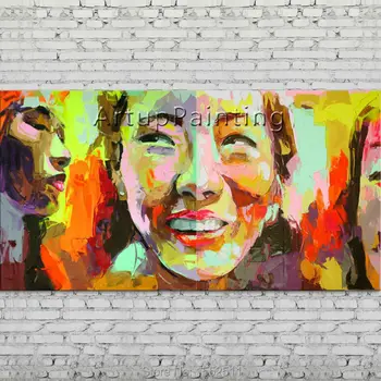 

Palette knife portrait Face Oil painting Character figure canva Hand painted Francoise Nielly wall Art picture 06-10-2f1