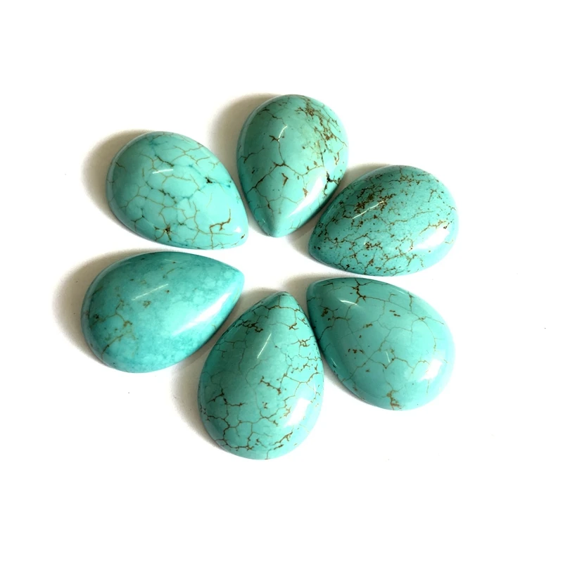 Wholesale Natural Magnesite Turquois e Bead Cabochon 12x16mm 18x25mm 22x30mm Pear Drop Gem Stone Cabochon Ring Face 2Pcs/pack