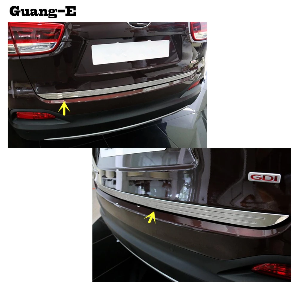 

For Kia Sorento L 2015 2016 2017 stainless steel Rear back door License tailgate bumper frame plate trim lamp trunk 1pcs