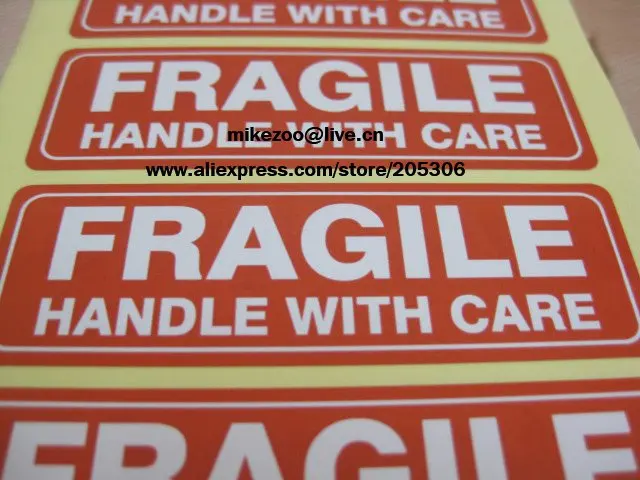 300pcs lot 76x25mm fragile