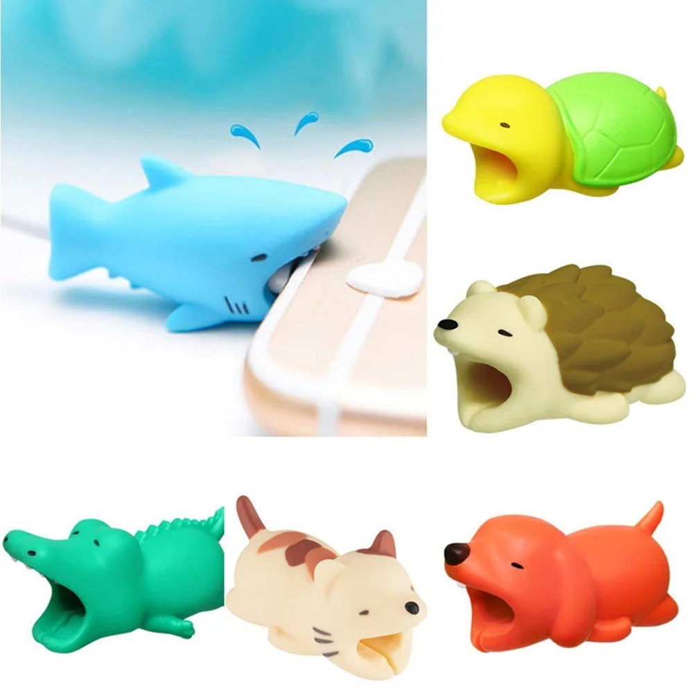 

3pcs Animal Bite USB Cable Data Protector Travel accessorie for Iphone Line Management Charging Safe Protection Phone Accessory