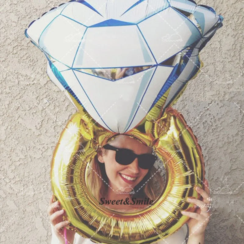 

50*70cm Big Diamond Ring Helium foil Balloon,Bride Ring Valentine Balloons Party Toys, Lover Wedding Marriage Balloon