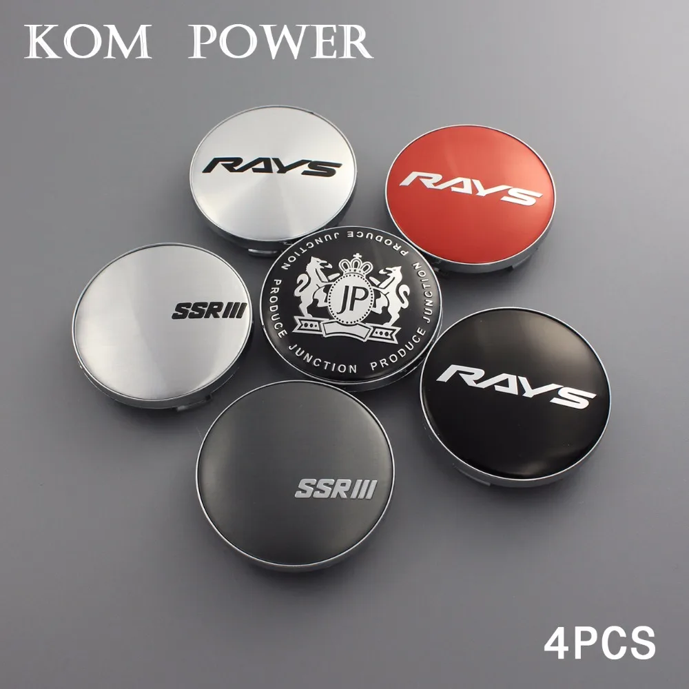

KOM 4pcs 58.5mm car racing wheel hub cap badge sticker modified universal trim cap rim cover wheel center cap for rays ssr vs