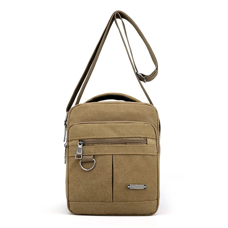  Preppy Style Flap Solid khaki Canvas Messenger Bag for Man New 2018 Fashion Crossbody Bag Multi-fun - 32921727161