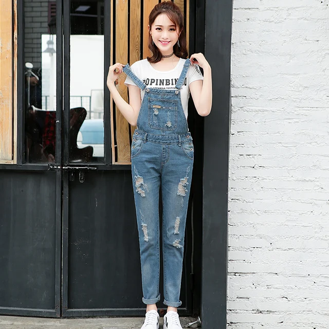 New Arrival 2018 Women Ripped Denim Jumpsuits Women's Overalls Casual ...