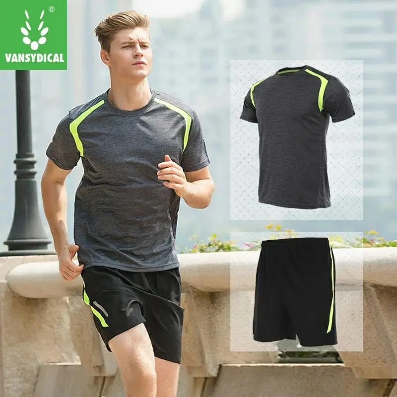 

Men's Tow-piece Running Suit Sportswear Basketball Training Fitness summer loose Shirts+Shorts 2 Pcs Set