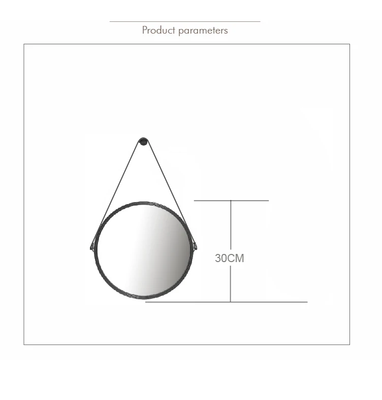 Круглое настенное зеркало из искусственной кожи, декоративное зеркало с подвесным ремешком, включая крючок/вешалку, диаметр 11,8 дюйма, домашний декор - Цвет: A