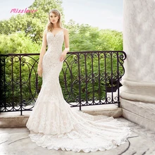Vestido De Noiva роскошное кружевное свадебное платье русалки с кристаллами и жемчугом Новое пикантное свадебное платье с v-образным вырезом Robe de mariee