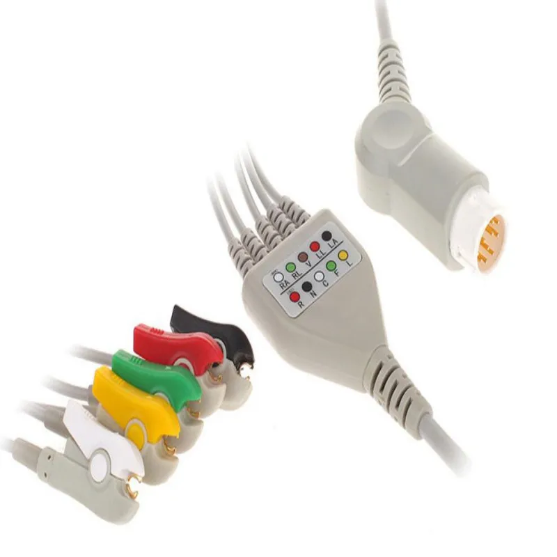 Совместим с Philips/HP 12Pin MP20/30/VM6 монитор пациента ЭКГ кабель цельный 5 выводов