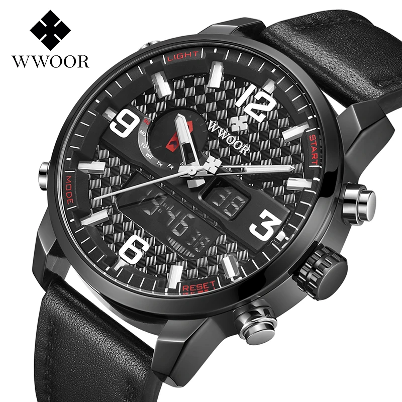 

WWOOR Top Brand Men Military Sport Watches Mens LED Digital Business Watch Male Quartz Clock Relogio Masculino erkek kol saati