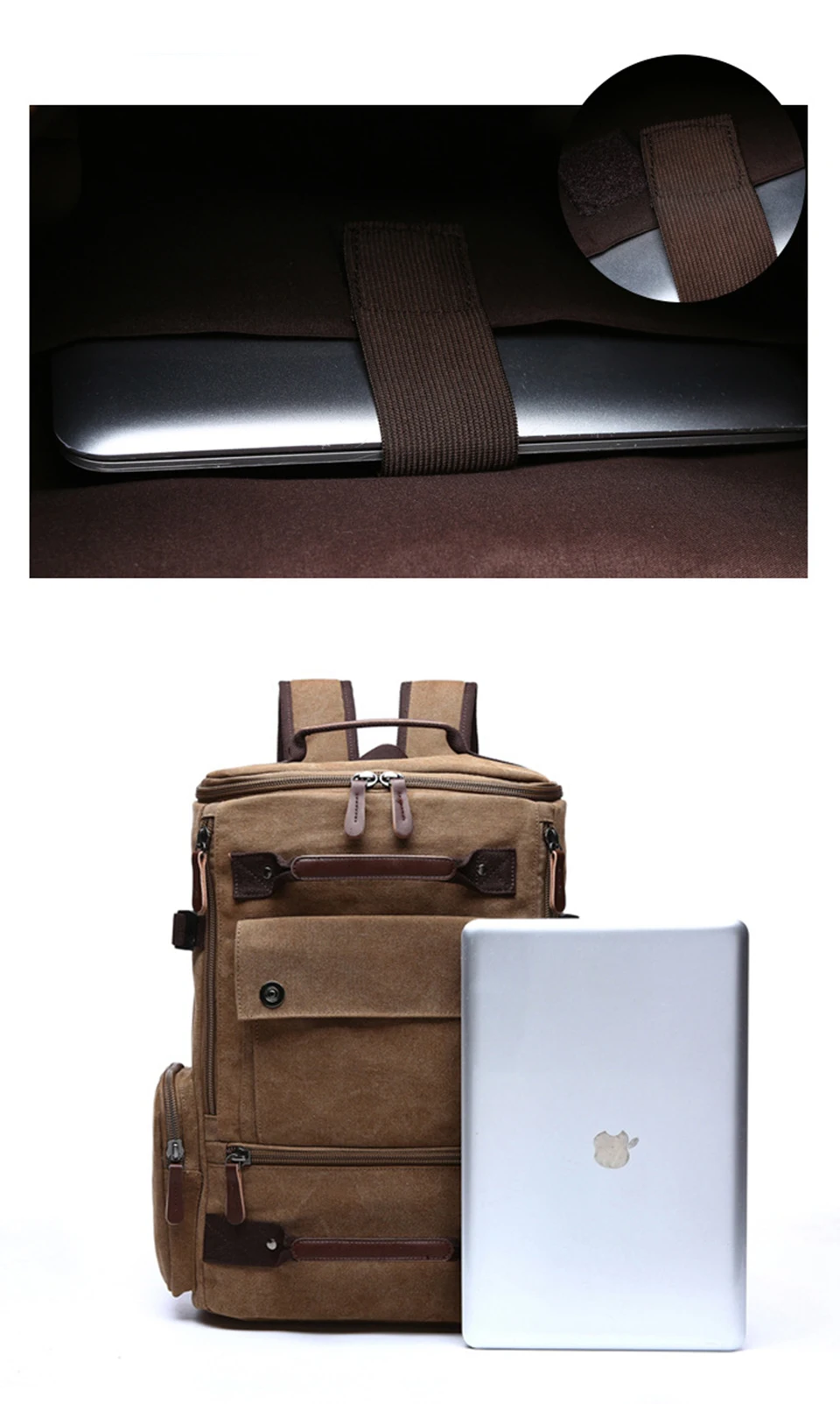 11 Canvas Backpack 15.6'' Laptop Backpacks Men Bagpack Wearproof School Bag for Teenage Male Knapsack Travel Bags Fashion Rucksack
