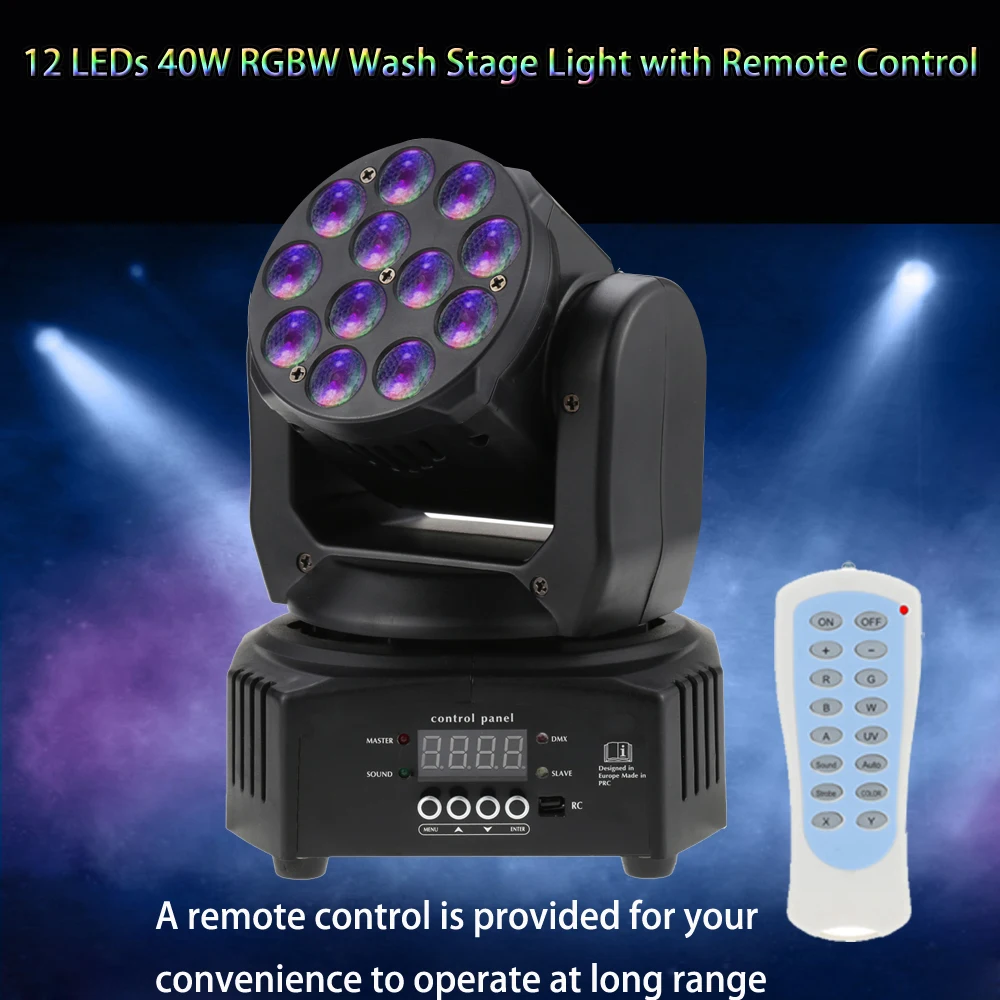 DMX512 Disco KTV клубное мини-платье 12 светодиодов 40 W RGBW стирка с вращающейся подвижной головкой сценический эффект света 7/13 канала с Reomote