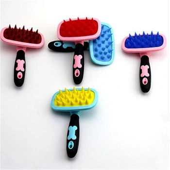 

Silicome Pet Dogs Fur Cleaning Comb Teddy Long Hair Brush Wire Licetesoura Poodle Comb Brush Handle Cat Massage Bath Dog 50M697