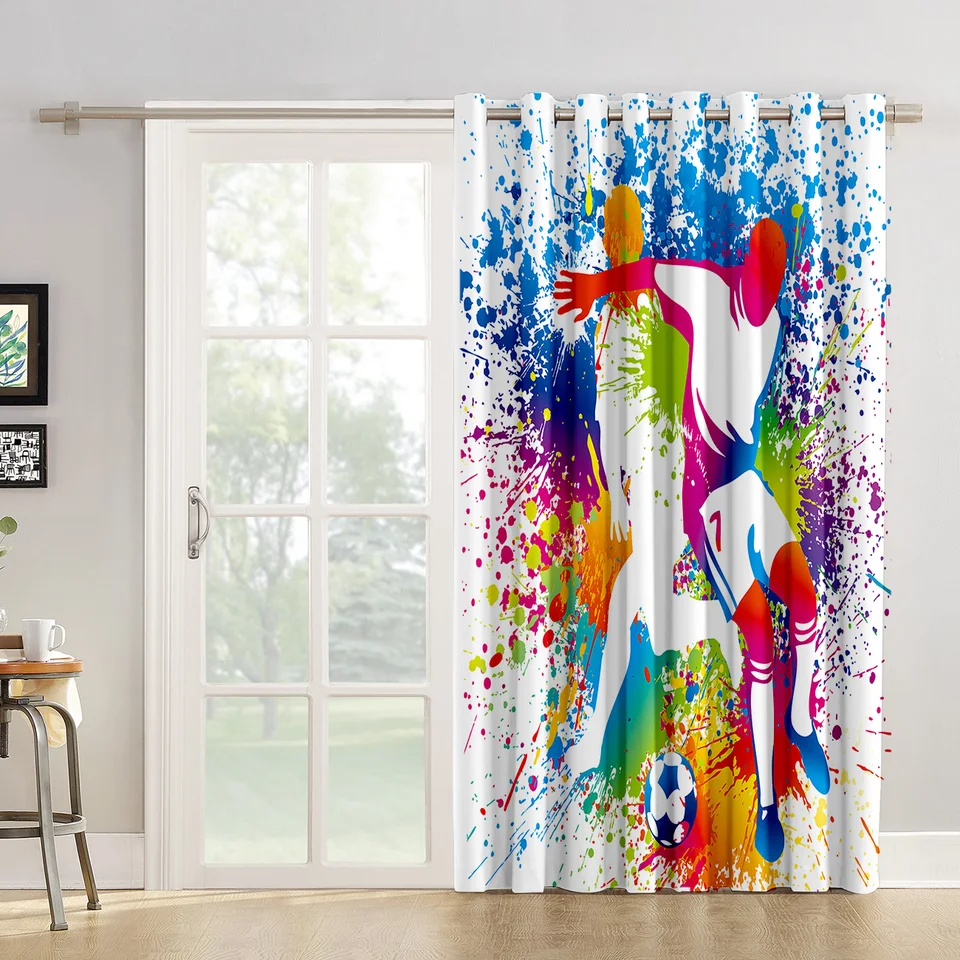 Soccer Football Game Sport Window Treatments Curtains Valance