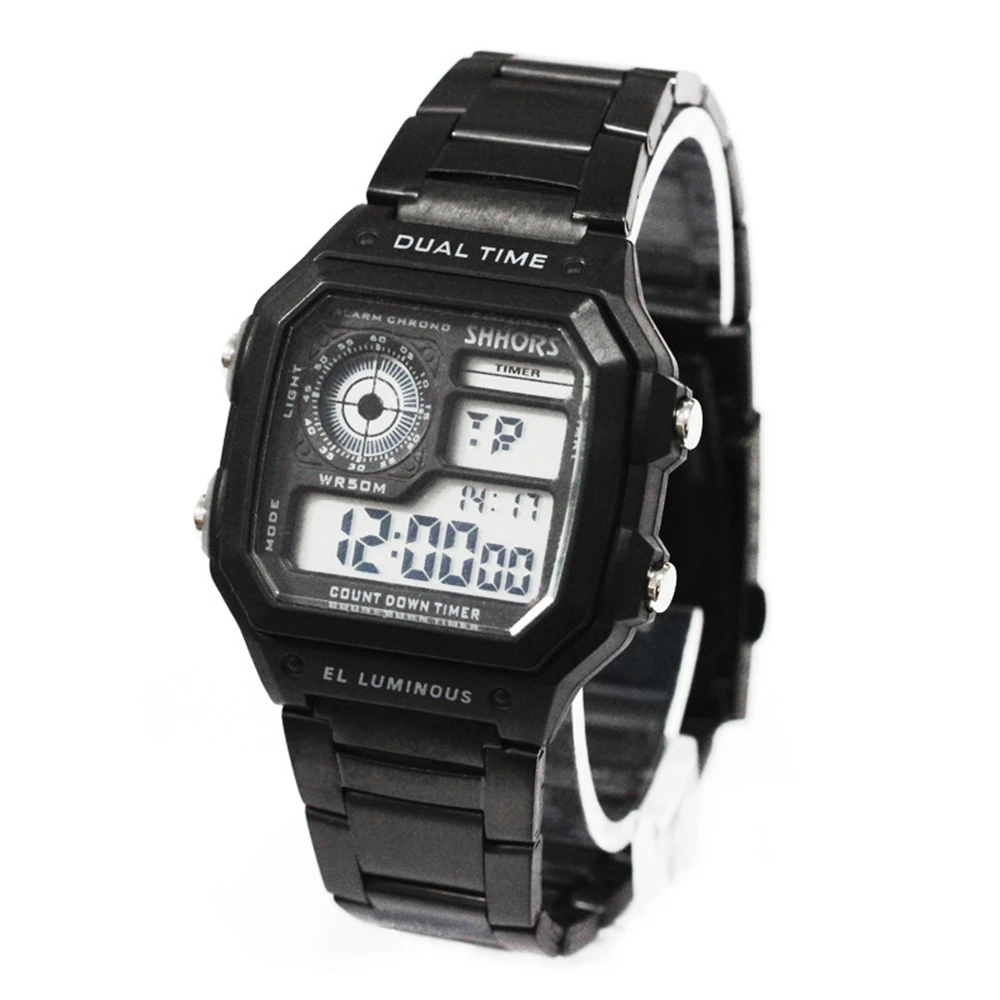 

Shhors Brand Fashion Men Digital Watch Sport LED Military Watch Men Electronic Wristwatch Waterproof Outdoor Relogio Masculino