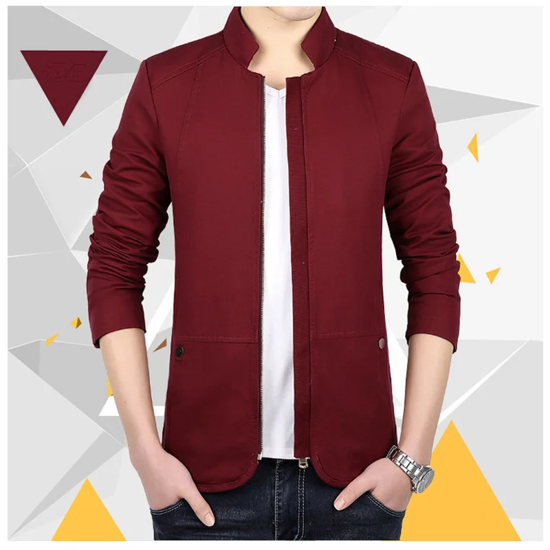 

Spring new youth men's jacket Korean Slim large size stand collar washed cotton jacket jacket direct