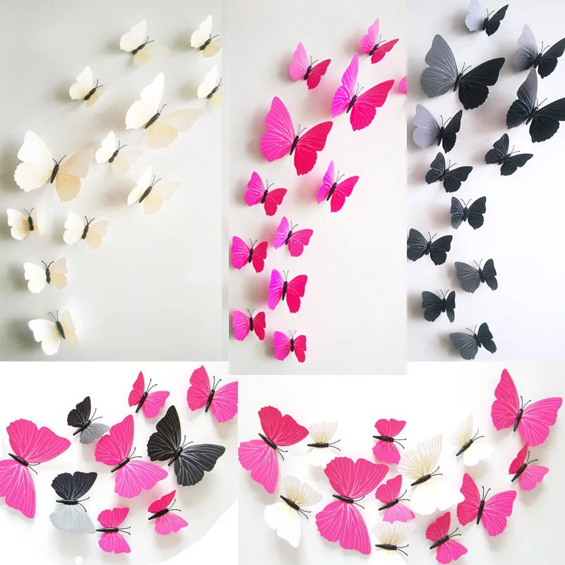 12cm Colorful 3D Artificial Butterflies with Iron Wire for Flower Arrangement